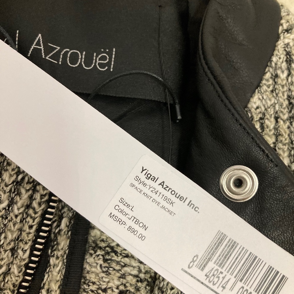 YIGAL AZROUËL Leather-Trimmed Knit Jacket - Picture 7 of 9